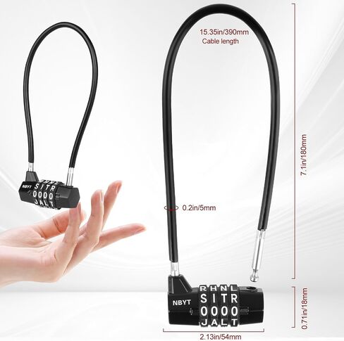 Cable Locks with Letters, Text, Words Combination,Steel Cable Rope Wire Combination Lock with Resettable Code for Bikes, Lockers, File Cabinets, Wardrobes, Fences,gate Lock, Pool Padlock. in Kuwait