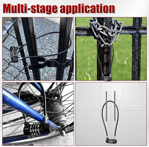 Cable Locks with Letters, Text, Words Combination,Steel Cable Rope Wire Combination Lock with Resettable Code for Bikes, Lockers, File Cabinets, Wardrobes, Fences,gate Lock, Pool Padlock. in Kuwait