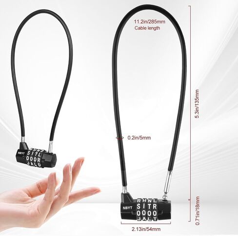 Cable Locks with Letters, Text, Words Combination,Steel Cable Rope Wire Combination Lock with Resettable Code for Bikes, Lockers, File Cabinets, Wardrobes, Fences,gate Lock, Pool Padlock. in Kuwait