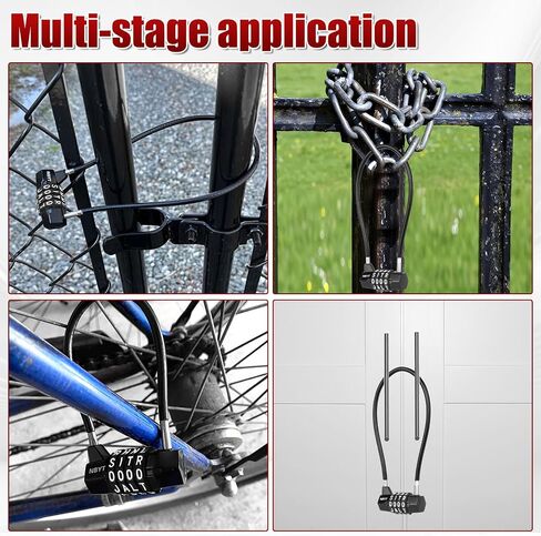 Cable Locks with Letters, Text, Words Combination,Steel Cable Rope Wire Combination Lock with Resettable Code for Bikes, Lockers, File Cabinets, Wardrobes, Fences,gate Lock, Pool Padlock. in Kuwait