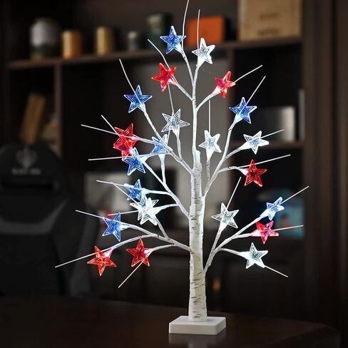 Snokip Lighted Birch Tree, 1.5ft 18 LED Tabletop Tree Lights, Battery Operated Table Decoration Lights for Indoor Christmas Wedding Party Holiday Home Bedroom in Kuwait