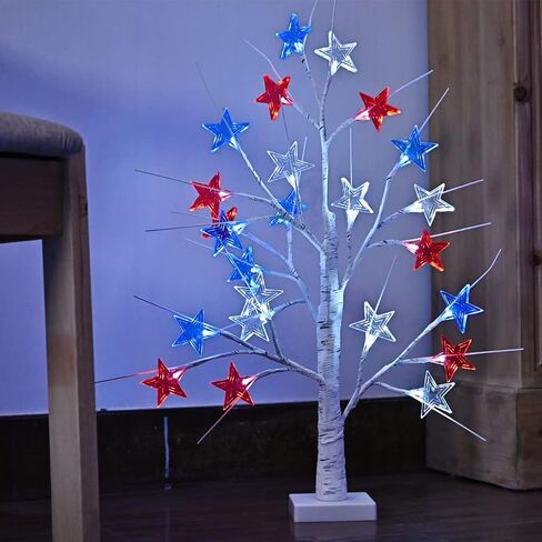 Snokip Lighted Birch Tree, 1.5ft 18 LED Tabletop Tree Lights, Battery Operated Table Decoration Lights for Indoor Christmas Wedding Party Holiday Home Bedroom in Kuwait