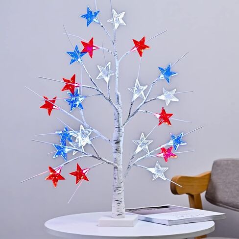 Snokip Lighted Birch Tree, 1.5ft 18 LED Tabletop Tree Lights, Battery Operated Table Decoration Lights for Indoor Christmas Wedding Party Holiday Home Bedroom in Kuwait