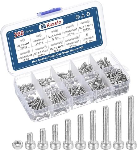 80pcs M8 Socket Head Cap Screws Bolts Nuts Assortment Kit - [M8x16mm] 304 Stainless Steel Allen Socket Drive for 3D Printer in Kuwait