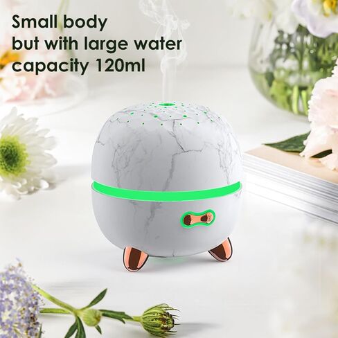 Essential Oil Diffuser, 120ml Small Aromatherapy Diffuser, Ultrasonic Diffusers for Essential Oils, Cool Mist Humidifier with 7 LED Color Changing Light and Auto-Off Safety, for Office Home in Saudi Arabia