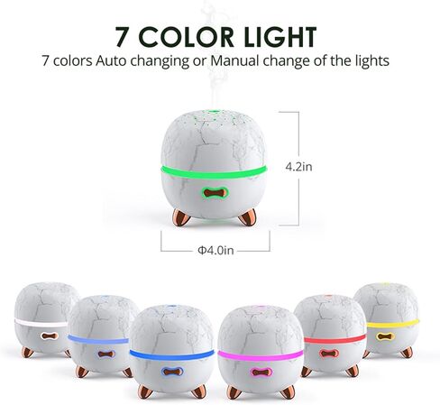 Essential Oil Diffuser, 120ml Small Aromatherapy Diffuser, Ultrasonic Diffusers for Essential Oils, Cool Mist Humidifier with 7 LED Color Changing Light and Auto-Off Safety, for Office Home in Saudi Arabia