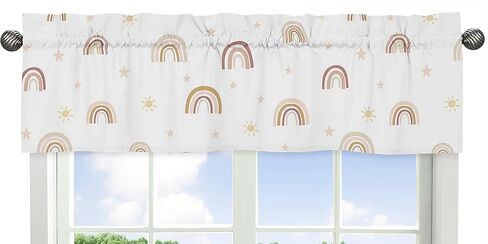 Sweet Jojo Designs Ivory Neutral Boho Bohemian Window Treatment Valance - Solid Color Beige Cream Off White Farmhouse Chic Unisex Minimalist Tassel Fringe Macrame Cotton Gender Neutral in Saudi Arabia