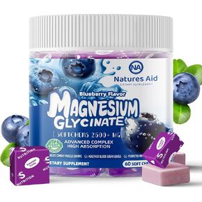 Magnesium Glycinate Gummies 1000mg - Sugar Free Magnesium Potassium Supplement with Vitamin D, B6, CoQ10 for Calm Mood & Sleep Support - 90 Raspberry Gummies.