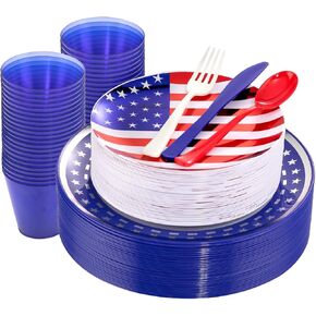 PULOTE 150PCS Thanksgiving Plastic Plates Disposable - Thanksgiving Plates Dinnerware Set Include 25 Dinner Plates,25 Dessert Plates,25 Knives,25 Forks,25 Spoons,25 Cups for Thanksgiving