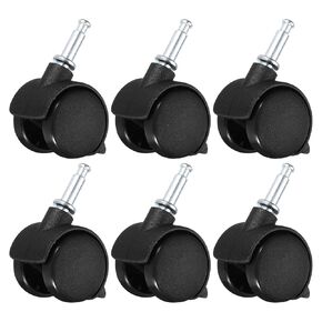 8 Pack Swivel Casters - 360 Degree Threaded Stem Mount Wear-Resistant Cart Wheels with Brake, Apply to Furniture Workbench Chair (1 Inch, Black)