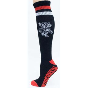 NCAA Wisconsin Badgers Tube Socks, One Size, Black