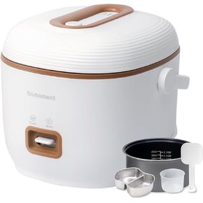 Brown Mini Rice Cooker Small 1 Cup-2 Cup Non-Stick Coated Insert Food Steamer Kitchen Appliances Includes Vegetable Steamer (Mini Rice Cooker-Brown)