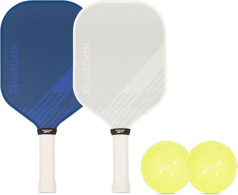 Reebok - Pickleball Set for 2 Players, Carbon Fiber Paddles, Precision Engineered Pickleball Balls with 40 Holes Pattern, Ideal for Sports Enthusiasts in Saudi Arabia