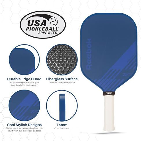 Reebok - Pickleball Set for 2 Players, Carbon Fiber Paddles, Precision Engineered Pickleball Balls with 40 Holes Pattern, Ideal for Sports Enthusiasts in Saudi Arabia