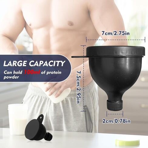 2 Pcs Protein Powder Container, Protein Powder Travel Container, Protein Powder Funnel, Water Bottle Funnels for Powder Mixes, Pre Workout/Gym Supplement Funnel Keychain(50ml) in Saudi Arabia