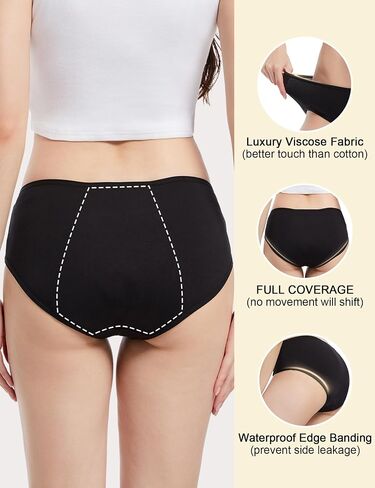 EcoPeriod Period Underwear for Women Leakproof Menstrual Washable Underwear Period Panties for Teens - 3 Tampons(1 Pack Black,XL), X-Large in Saudi Arabia