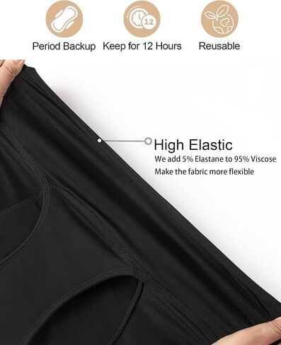 EcoPeriod Period Underwear for Women Leakproof Menstrual Washable Underwear Period Panties for Teens - 3 Tampons(1 Pack Black,XL), X-Large in Saudi Arabia