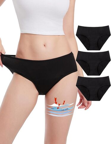 EcoPeriod Period Underwear for Women Leakproof Menstrual Washable Underwear Period Panties for Teens - 3 Tampons(1 Pack Black,XL), X-Large in Saudi Arabia