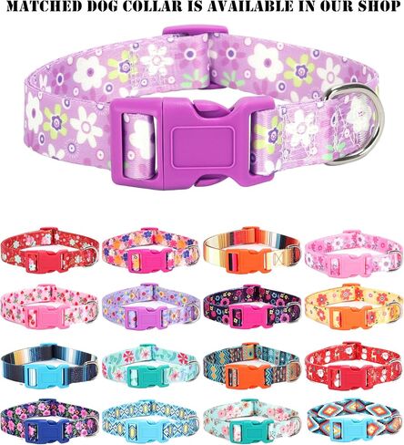 Moonpet Step in Air Dog Harness Leash Set- All Weather Reflective No-Pull Floral Pattern Padded Mesh Vest Harness for Cats Puppy Extra-Small Small Medium Large Dogs - Dark Flower - XXS in Saudi Arabia