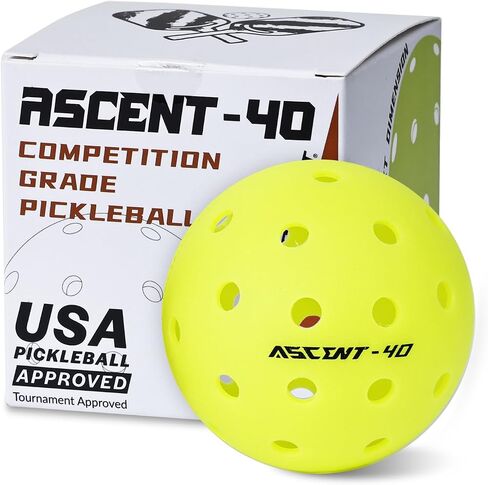 Outdoor Pickleball Balls Usapa Approved | 4 Pack, 12 Pack | 40 Holes Competition Pickle Balls for Tournament Play | Crack Resistant Pickleball for Beginner Intermediate Pro Player in Saudi Arabia