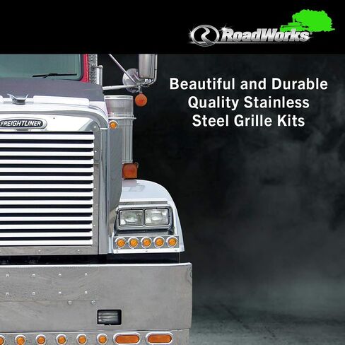 شبكة RoadWorks المصنوعة من الفولاذ المقاوم للصدأ مع 14 قضيبًا أفقيًا لـ Freightliner Classic/FLD 120 1990-2020 in Saudi Arabia