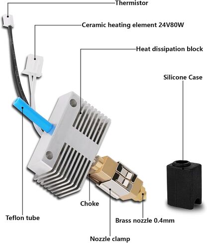 مجموعة Hotend لـ ELEGOO Neptune 4/Neptune 4 Pro، مجموعة نهاية ساخنة للطارد المجمعة بالكامل من المعدن، كتلة سخان Hotend مقاومة لدرجات الحرارة العالية مع قطعتين فوهات نحاسية 0.4 مم in Saudi Arabia