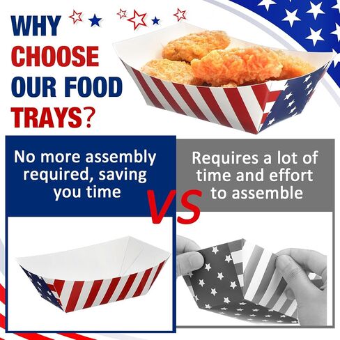 Ireer 100 Pcs Patriotic Serving Trays Paper Food Trays 2lb American Flag food boats White Blue Red Stars Stripes Food Boats for Labor Day Veterans Day Festival Events Patriotic Party Decorations in Saudi Arabia