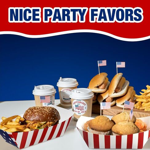 Ireer 100 Pcs Patriotic Serving Trays Paper Food Trays 2lb American Flag food boats White Blue Red Stars Stripes Food Boats for Labor Day Veterans Day Festival Events Patriotic Party Decorations in Saudi Arabia