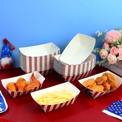 Ireer 100 Pcs Patriotic Serving Trays Paper Food Trays 2lb American Flag food boats White Blue Red Stars Stripes Food Boats for Labor Day Veterans Day Festival Events Patriotic Party Decorations in Saudi Arabia