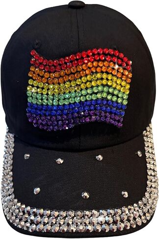 Popfizzy Rhinestone Baseball Cap for Women and Girls, Fun Bedazzled Hats, Shiny Bling Denim and Diamond Hat, Sparkly Gifts in Kuwait