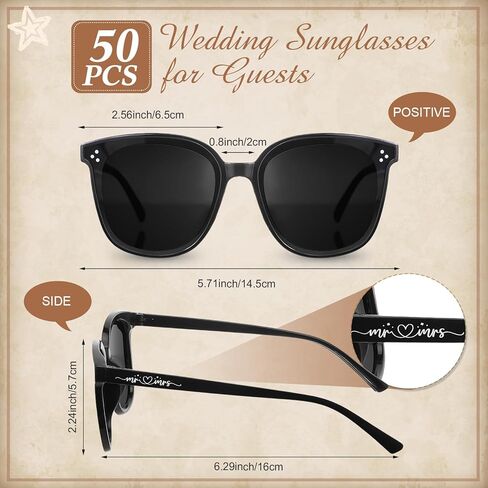 Kanayu Wedding Favors for Guests Wedding Party Sunglasses Gifts Wooden Love Wedding Sign Decor Black Mr Mrs Glasses Bulk in Kuwait