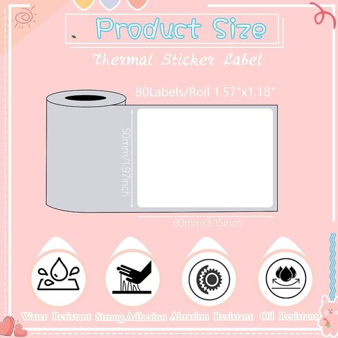 Ctosree 24 Rolls Printer Labels Adhesive Thermal Paper Waterproof Thermal Label Stickers Compatible with Phomemo M110 M221 M220 M120 M200 M110s Printer, 1.57 x 1.18 Inches/ 40 x 30 mm in Saudi Arabia