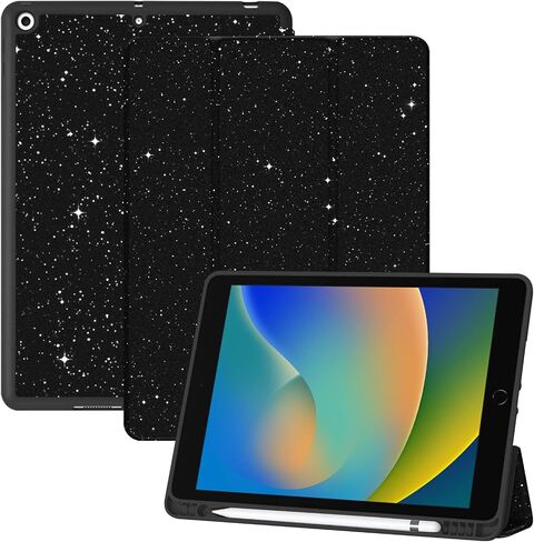 Compatible with iPad 10.2 inch Case,9th /8th /7th Generation Case (2021/2020/2019) with Pencil Holder Soft TPU Back Auto Sleep/Wake Cover,Girls Women Luxury-Black Gray Checkered Plaid Cute in Kuwait