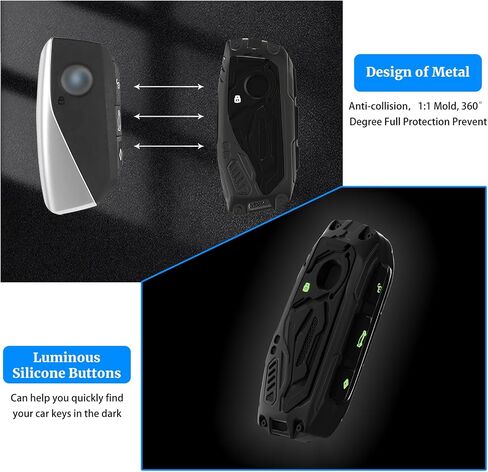 for Ford Key Fob Cover, for Explorer Bronco Escape Edge Expedition Mustang F150 Fusion Ranger Lincoln Premium Metal and Silica Gel Full Protection Key Case Remote Key Holder (Metal Black) in Saudi Arabia