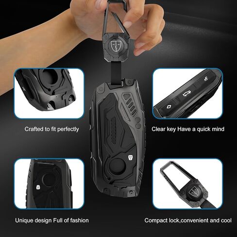 for Ford Key Fob Cover, for Explorer Bronco Escape Edge Expedition Mustang F150 Fusion Ranger Lincoln Premium Metal and Silica Gel Full Protection Key Case Remote Key Holder (Metal Black) in Saudi Arabia