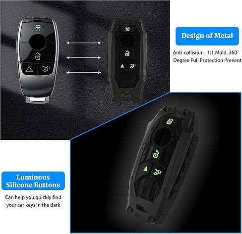 for Ford Key Fob Cover, for Explorer Bronco Escape Edge Expedition Mustang F150 Fusion Ranger Lincoln Premium Metal and Silica Gel Full Protection Key Case Remote Key Holder (Metal Black) in Saudi Arabia