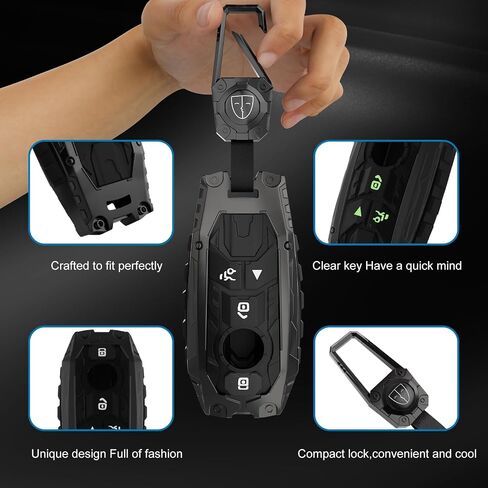 for Ford Key Fob Cover, for Explorer Bronco Escape Edge Expedition Mustang F150 Fusion Ranger Lincoln Premium Metal and Silica Gel Full Protection Key Case Remote Key Holder (Metal Black) in Saudi Arabia