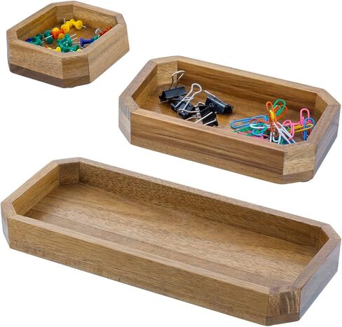 MyGift Rustic Wood Desktop Drawer-Style Stackable Document Letter Tray Organizer Storage Box with Handles for Home Office Supplies (Vintage White) in Saudi Arabia