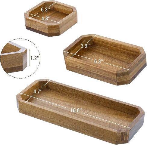 MyGift Rustic Wood Desktop Drawer-Style Stackable Document Letter Tray Organizer Storage Box with Handles for Home Office Supplies (Vintage White) in Saudi Arabia