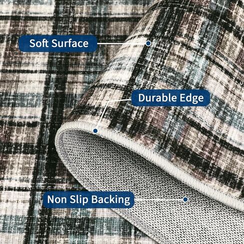 Modern Plaid Washable Rug 8x10 Rug for Living Room Soft Rugs for Bedroom Farmhouse Tartan Area Rug Non Shedding Non Slip Throw Rugs Stain Resistant Carpet for Nursery Office Rug 8'x10' Red in Saudi Arabia