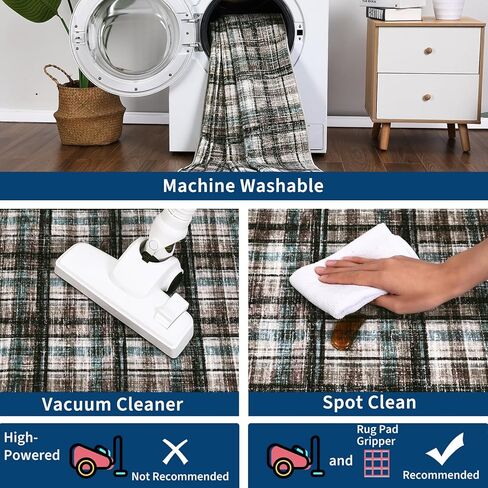 Modern Plaid Washable Rug 8x10 Rug for Living Room Soft Rugs for Bedroom Farmhouse Tartan Area Rug Non Shedding Non Slip Throw Rugs Stain Resistant Carpet for Nursery Office Rug 8'x10' Red in Saudi Arabia