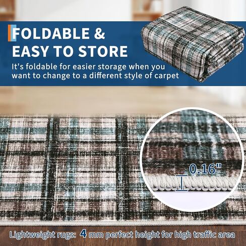 Modern Plaid Washable Rug 8x10 Rug for Living Room Soft Rugs for Bedroom Farmhouse Tartan Area Rug Non Shedding Non Slip Throw Rugs Stain Resistant Carpet for Nursery Office Rug 8'x10' Red in Saudi Arabia