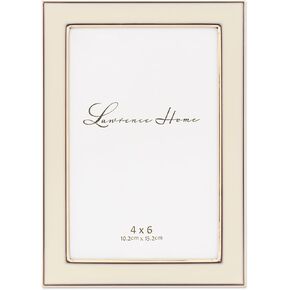 Lawrence Frames Metal and Enamel Picture Frame, Ivory, 4x6