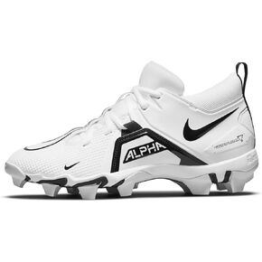 Nike Men's Alpha Menace-3 Shark Mid Football Shoes Cleats White/Black #CV0582-100 - Size Men's 15
