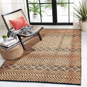 Safavieh Kilim Collection Runner Rug - 2'3" x 9', Natural & Black, Handmade Boho Jute, Ideal for High Traffic Areas in Living Room, Bedroom (KLM455A)