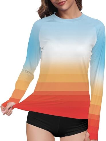 Womens Rash Guard Long Sleeve UPF 50+ Swim Shirts Moisture Wicking UV Protection SPF Sun Shirts Fishing QYY24025 in Kuwait