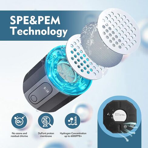 2024 New Upgrade 10000+ PPB Hydrogen Water Bottle Seven Colorful Light Double Anti-Slip and Leak-Proof Hydrogen Water Generator with Pressure Relief Valve-Black in Saudi Arabia