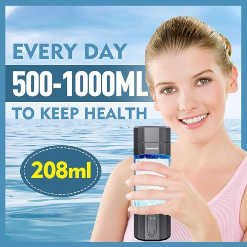2024 New Upgrade 10000+ PPB Hydrogen Water Bottle Seven Colorful Light Double Anti-Slip and Leak-Proof Hydrogen Water Generator with Pressure Relief Valve-Black in Saudi Arabia