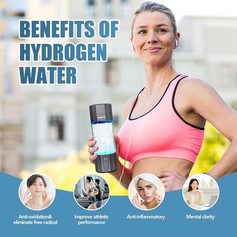 2024 New Upgrade 10000+ PPB Hydrogen Water Bottle Seven Colorful Light Double Anti-Slip and Leak-Proof Hydrogen Water Generator with Pressure Relief Valve-Black in Saudi Arabia