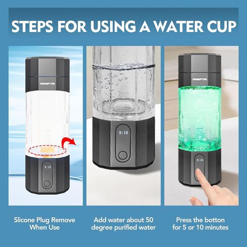 2024 New Upgrade 10000+ PPB Hydrogen Water Bottle Seven Colorful Light Double Anti-Slip and Leak-Proof Hydrogen Water Generator with Pressure Relief Valve-Black in Saudi Arabia